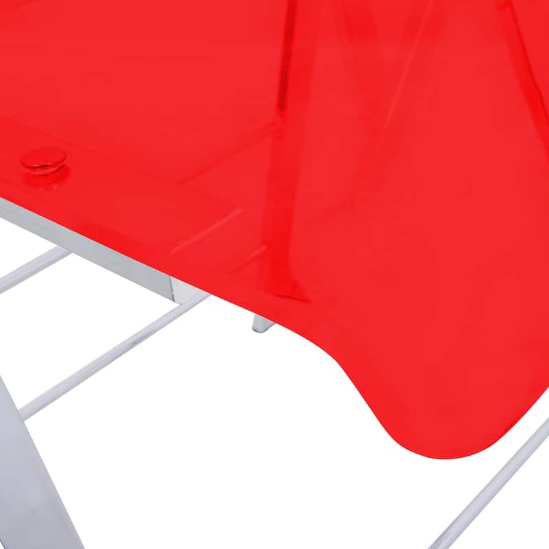 LeisureMod Menno Modern Acrylic Folding Chair - Red - 4 x 30 x 16.5
