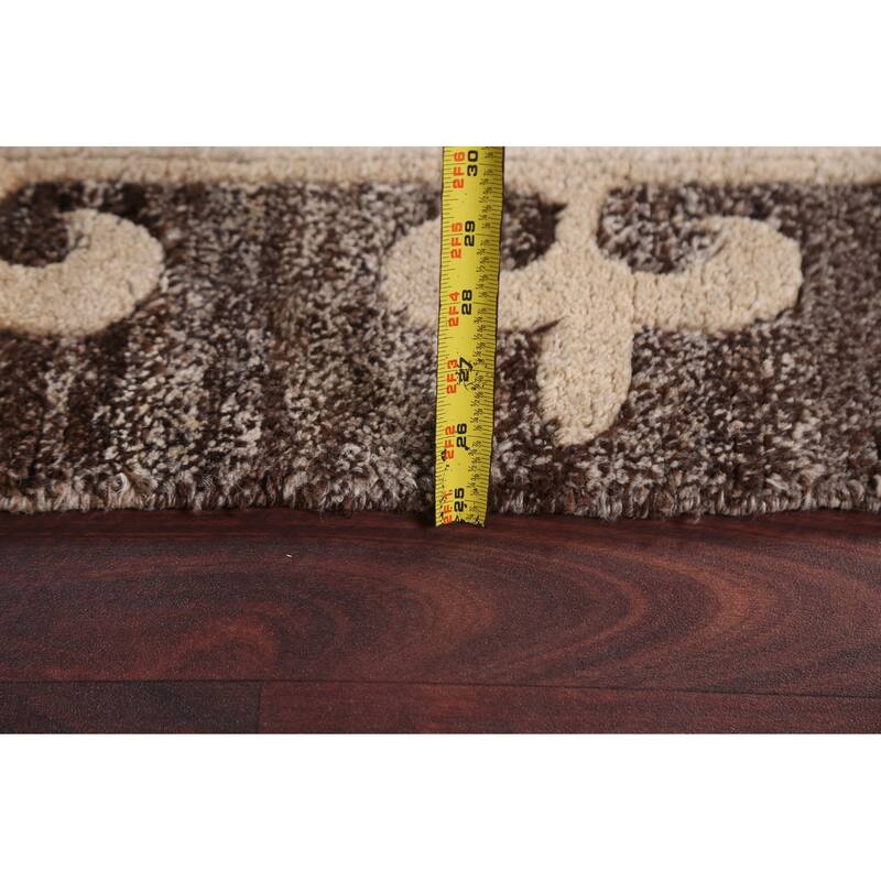 Geometric Vegetable Dye Nepalese Oriental Wool Area Rug Hand-knotted - 5'7" x 7'9"