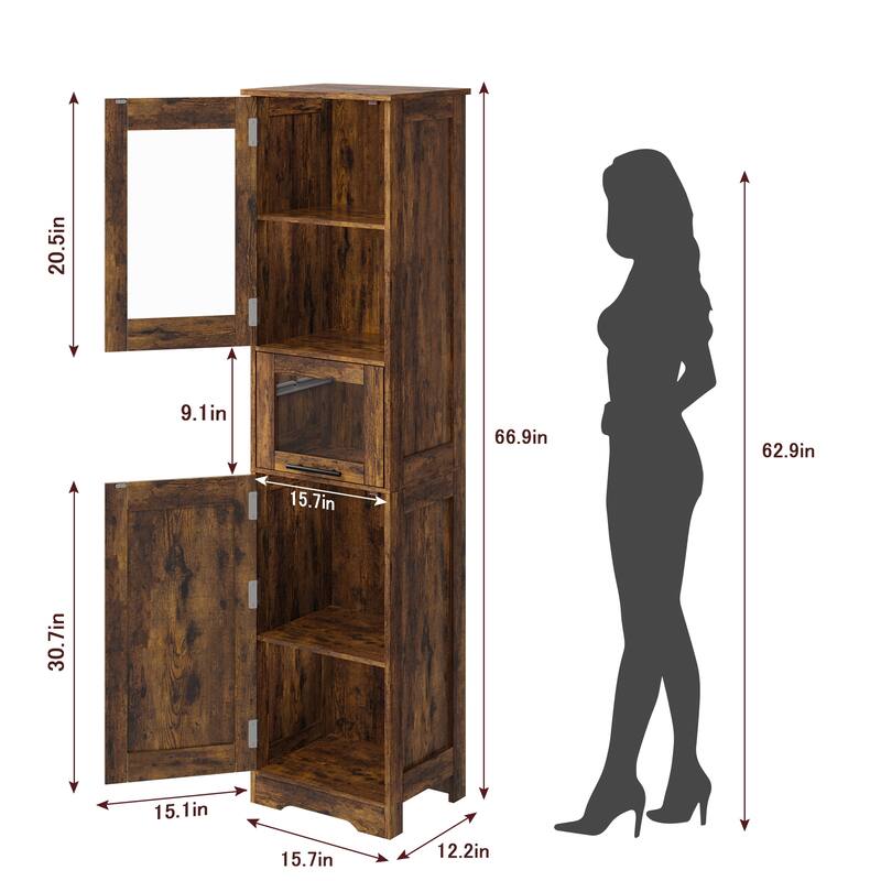 67" Tal Storage Cabinet with Glass Doors