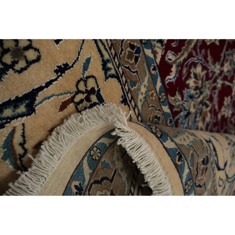 Hand Knotted Oriental 100% Wool Carpet Traditional Floral Red Nain Area Rug - 19' 0'' X 12' 10''