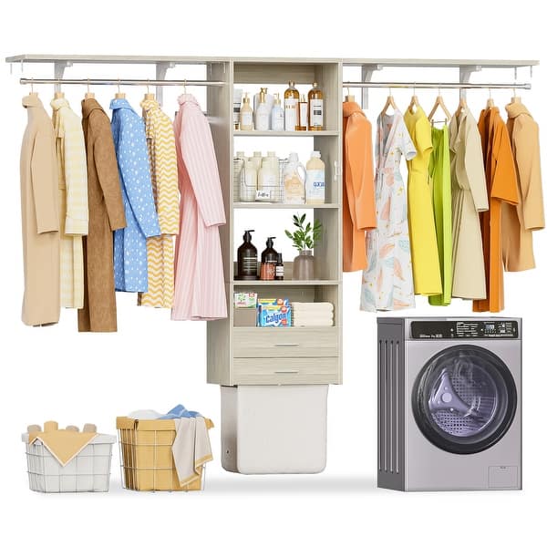 2-Pack Wall Mounted Laundry Room Shelves – Clothes Drying Rack & Storage Organizer
