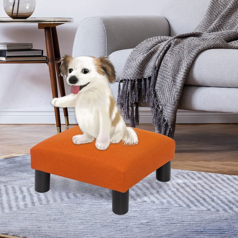 Adeco Ottoman Upholstered Fabric Footrest Pet Steps Dog Stair Stool