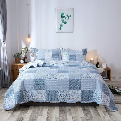 KASENTEX Country-Chic Printed Pre-Washed Quilt Set. Soft Microfiber Fabric Quilted Design