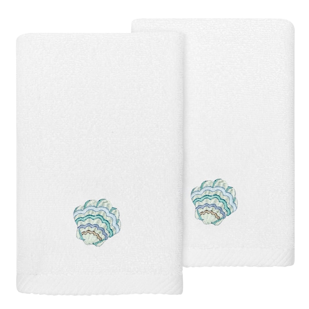 Authentic Hotel and Spa Turkish Cotton Aaron 2PC Embellished Fingertip Towel Set