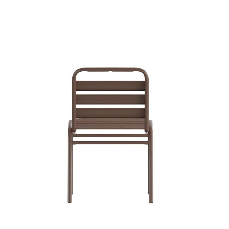 Commercial Aluminum Indoor-Outdoor Restaurant Stack Chair with Triple Slat Back