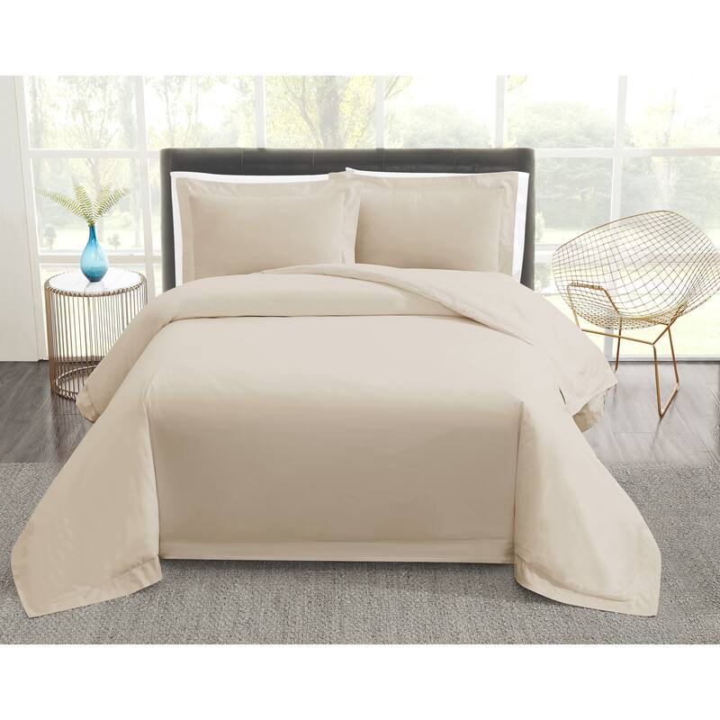 Vince Camuto Solid 400TC Percale 3 Piece Duvet Cover Set