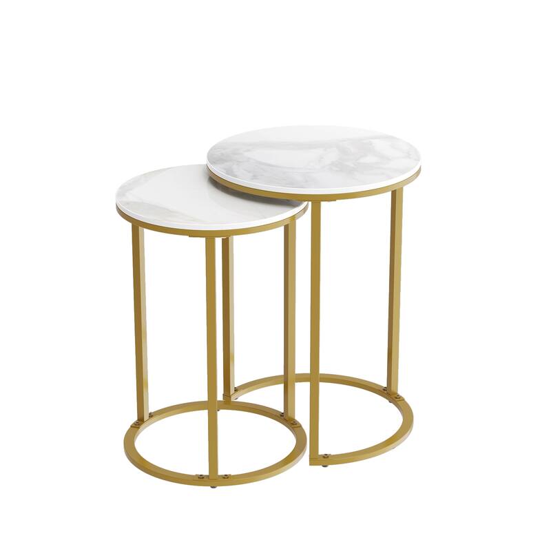 Gold Round Nesting End Table Set of 2