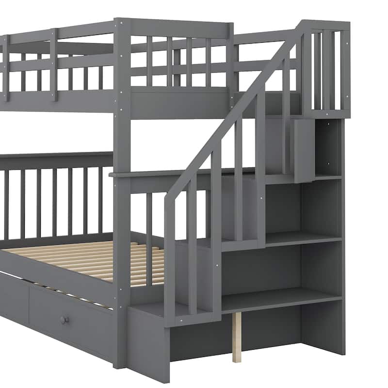 Twin-Over-Twin Bunk Bed with Twin size Trundle