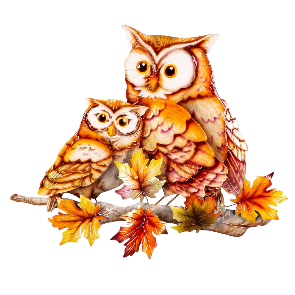 Capiz and Metal Mother and Baby Owl Wall Decor