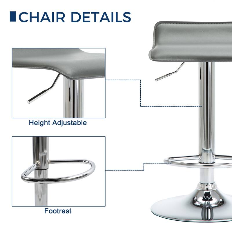 Faux Leather Upholstered Adjustable Barstools Airlift Counter Bar Pub Height Stools Set of 2
