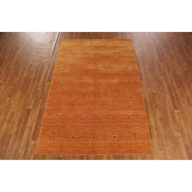 Hand Knotted Oriental 100% Wool Carpet Tribal Tribal Oranges & Rust Gabbeh Area Rug - 7' 8'' X 4' 11''