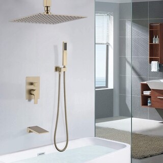 BULUXE Shower System With Waterfall Tub Spout & Hand Shower - View #9