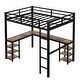 preview thumbnail 3 of 15, Metal Loft Bed with Bulit-in L-Shaped Desk and Storage Shelves, Twin XL/Full Size Heavy Duty Loft Bedframe w/ Ladder & Guardrail