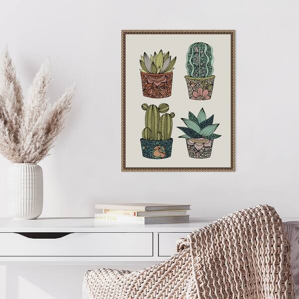Boho Little Succulents by Valentina Harper Framed Canvas Wall Art Print -  Sylvie Beaded Gold - Bed Bath & Beyond - 42887685