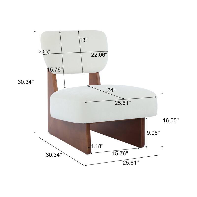 Lounge Armless Accent Chair with Wood Frame, Set of 2