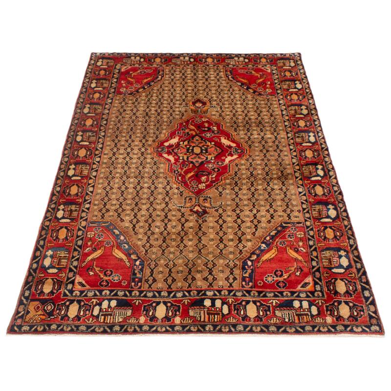 ECARPETGALLERY Hand-knotted Brown Wool Rug - 5'9 x 9'10