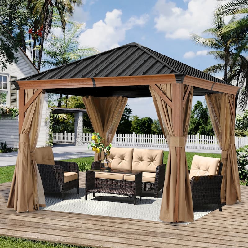 ABCCANOPY Outdoor Hardtop Gazebo with Galvanized Steel Double Roof