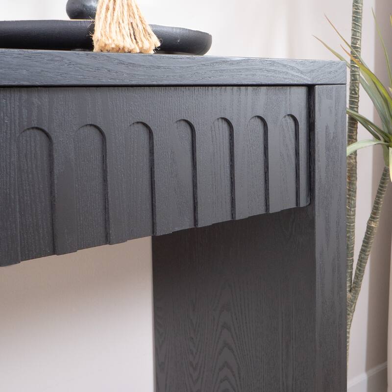 Modern Console Table with 4 Drawers, Narrow Hallway Entryway Table, Wood Sofa Table Accent Table