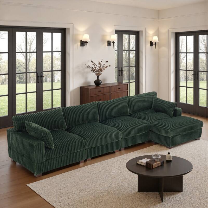 Plush Flannel Modular Sectional Sofa for Living Room