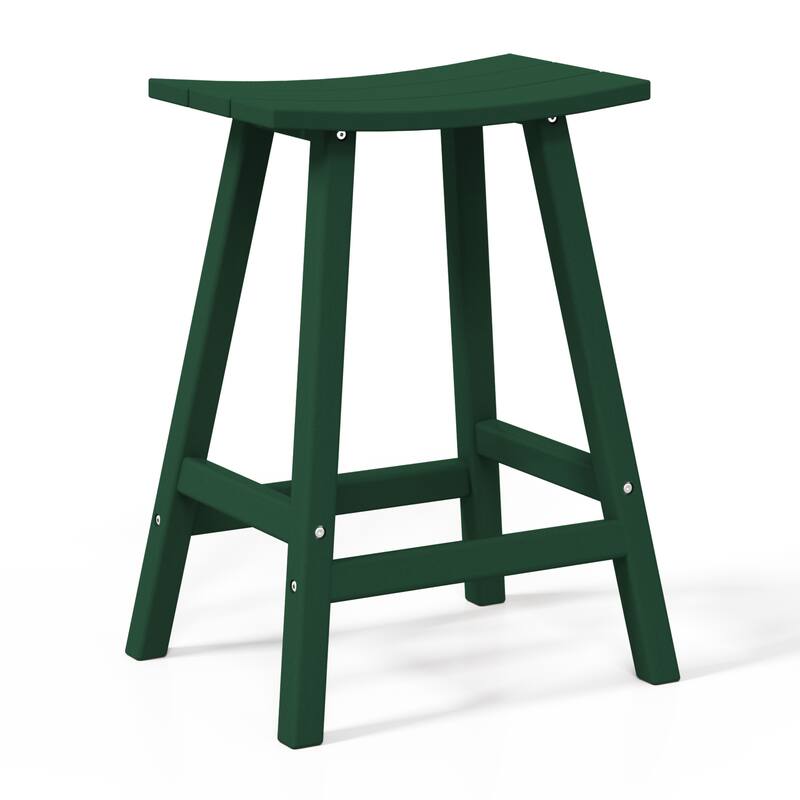 Laguna Hdpe All Weather Outdoor Patio 24" Saddle Seat Counter Stool (Set Of 2)