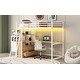 preview thumbnail 9 of 29, Twin Size Metal&Wood Loft Bed with Desk and Shelves, Two Built-in Drawers, LED Light and USB Charging Station, White