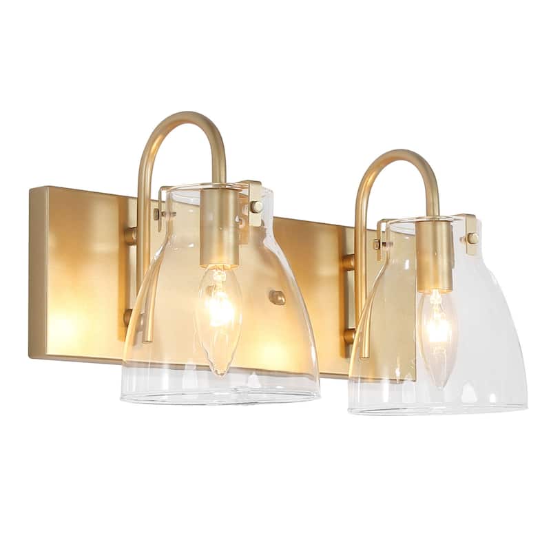 Modern Gold 2/3/4-Light Bathroom Vanity Light Glass Wall Sconces