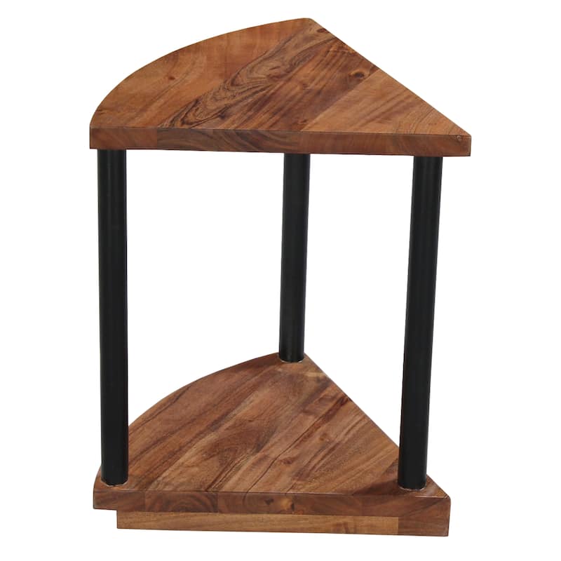 Jones 30-Inch Round Coffee Table, Handcrafted Natural Brown Acacia Wood, 3 Piece Split Design