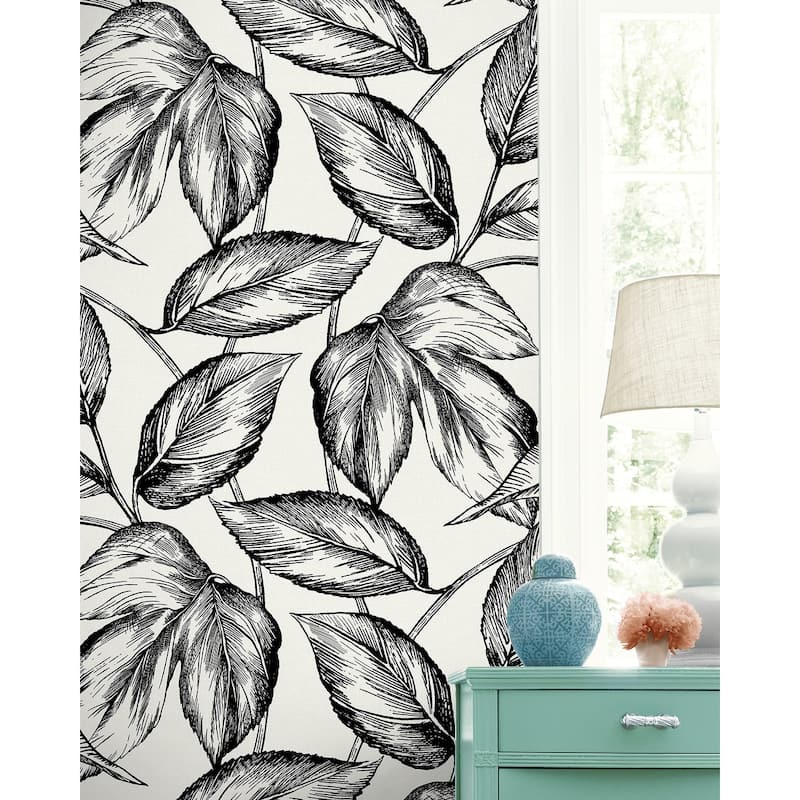 Seabrook Designs Beckett Sketched Leaves Unpasted Wallpaper