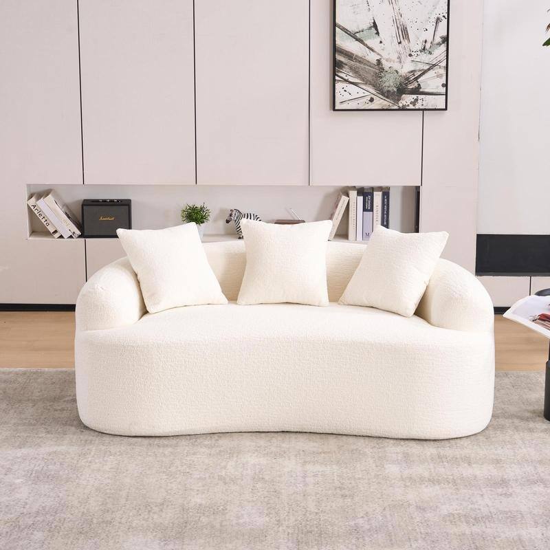 2-Seater Plush Curved Sofa,Pink Chenille,Compact,No Assembly,300lbs