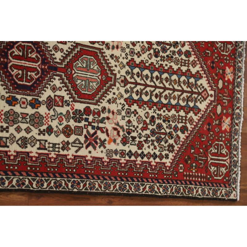 Geometric Abadeh Persian Vintage Runner Rug Handmade Wool Carpet - 2'0"x 4'9"