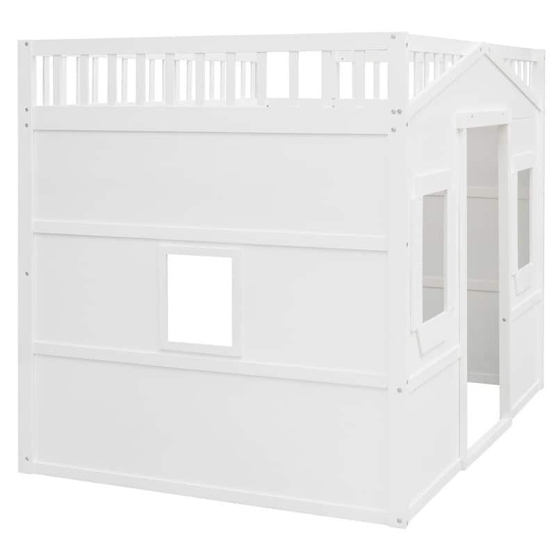 Full Size House Design Loft Bed With Ladder and Windows