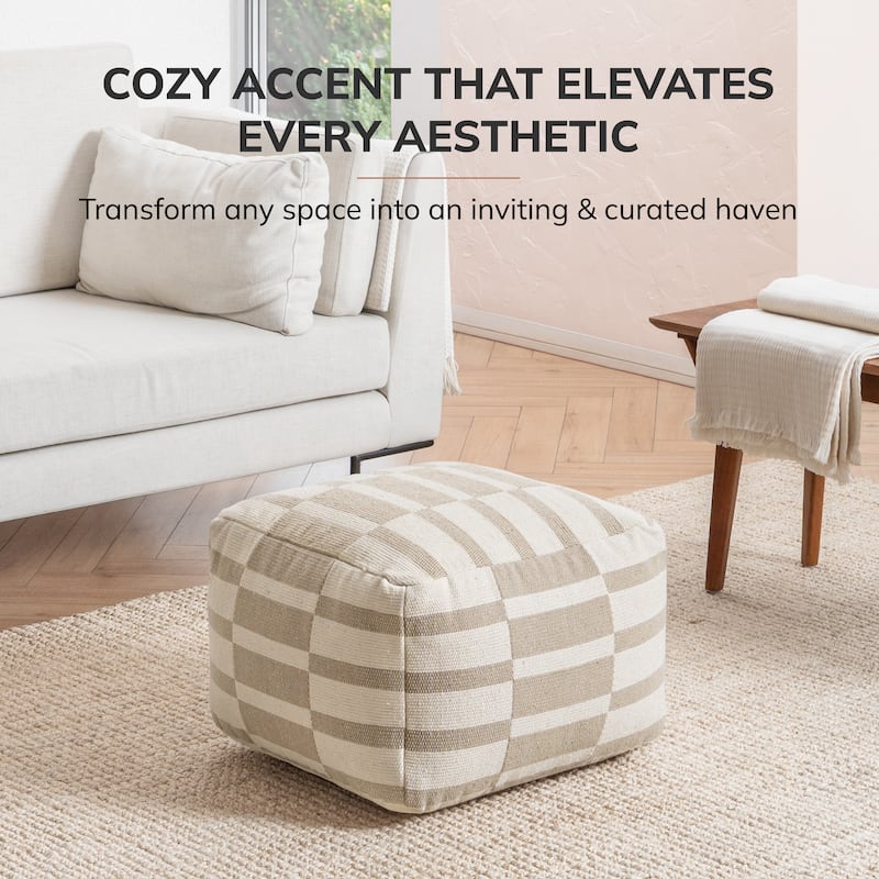 Jani 22-inch Ottoman Pouf - Handcrafted Handmade Ottoman for Seating, Footrest, Home Decor for Living Room, Bedroom