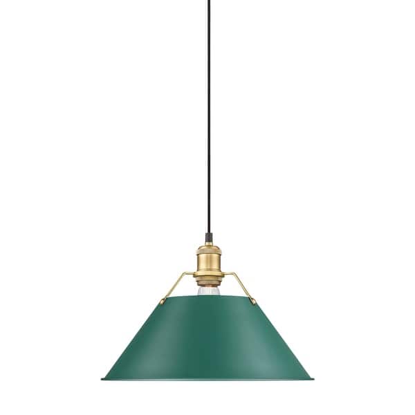 slide 2 of 2, Golden Lighting 3306-L BCB Orwell 14" Wide Pendant Brushed Champagne Bronze / Pine Green Shades