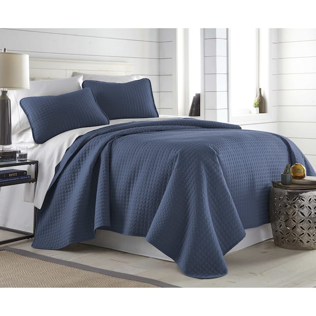 Oversized Solid 3-piece Quilt Set by Southshore Fine Linens - Dark Blue - Twin - Twin XL