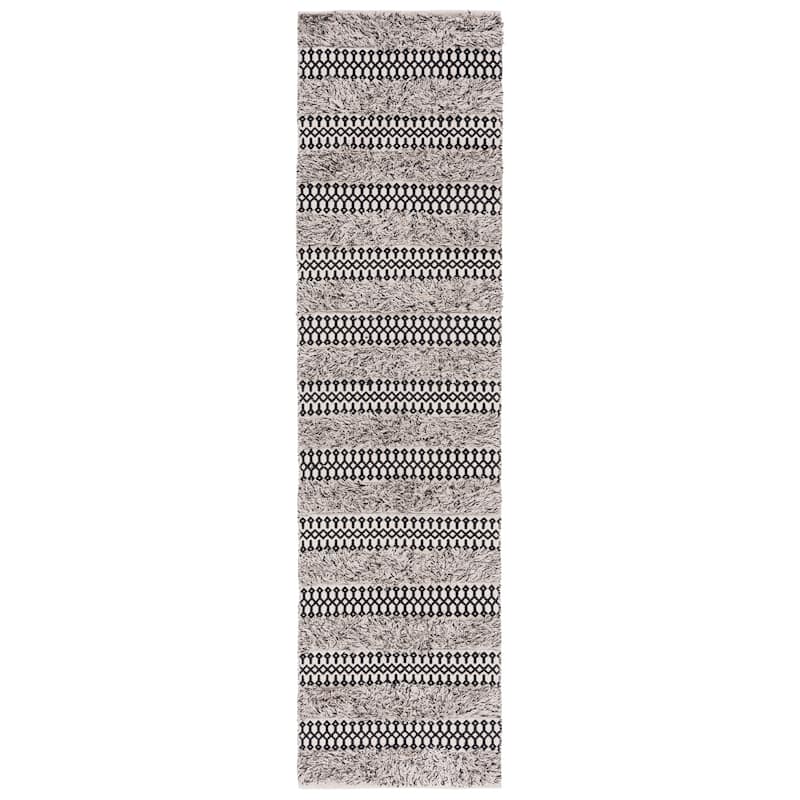 SAFAVIEH Natura Milda Cotton Rug - 2'3" x 9' Runner - Black/Ivory