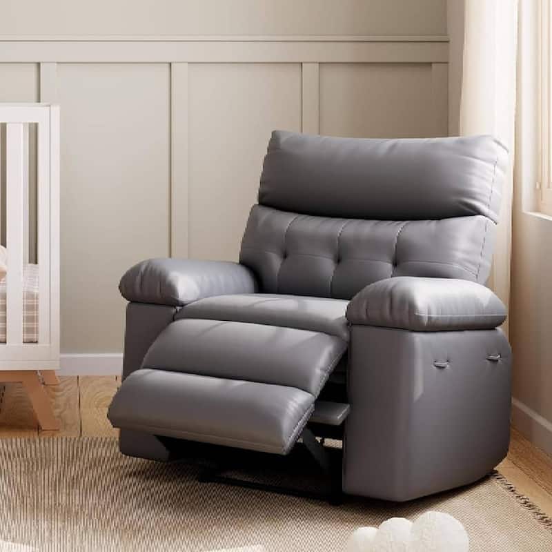 Oversized Wide Manual Recliner Sofa Chair with Foldable Armrests for Living Room Bedroom - Grey