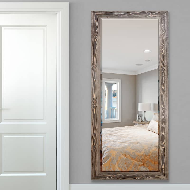 Barnwood Wood Full Length Mirror - Distressed Walnut-62X27 - Walnut Barnwood - 62X27