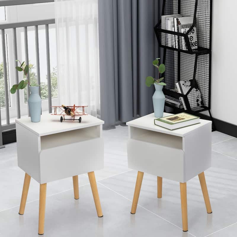 2-piece Nightstand bedside table with drawers, shelves