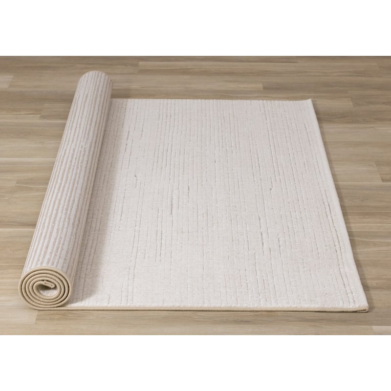 Elizabeth Collection - Cream Banded Plush Rug
