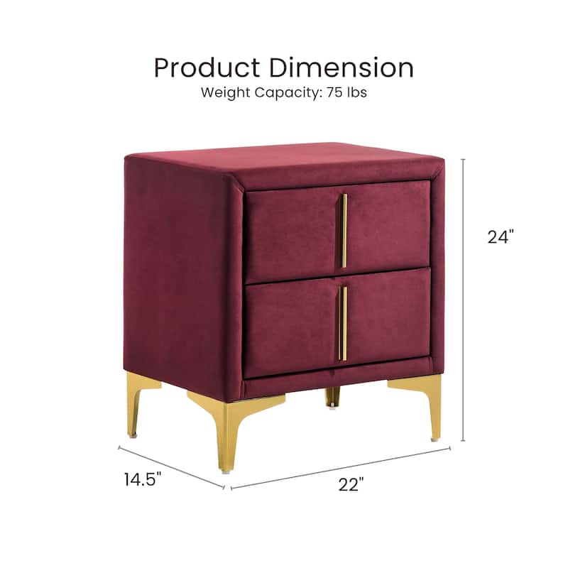 Glim Glam Fabric 2-Drawer Nightstand by Furniture of America