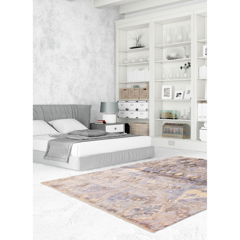 ECARPETGALLERY Hand-knotted Heritage Grey Silk Rug - 5'4 x 7'8