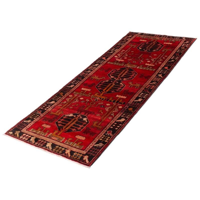 ECARPETGALLERY Hand-knotted Andelz Red Wool Rug - 3'8 x 9'9