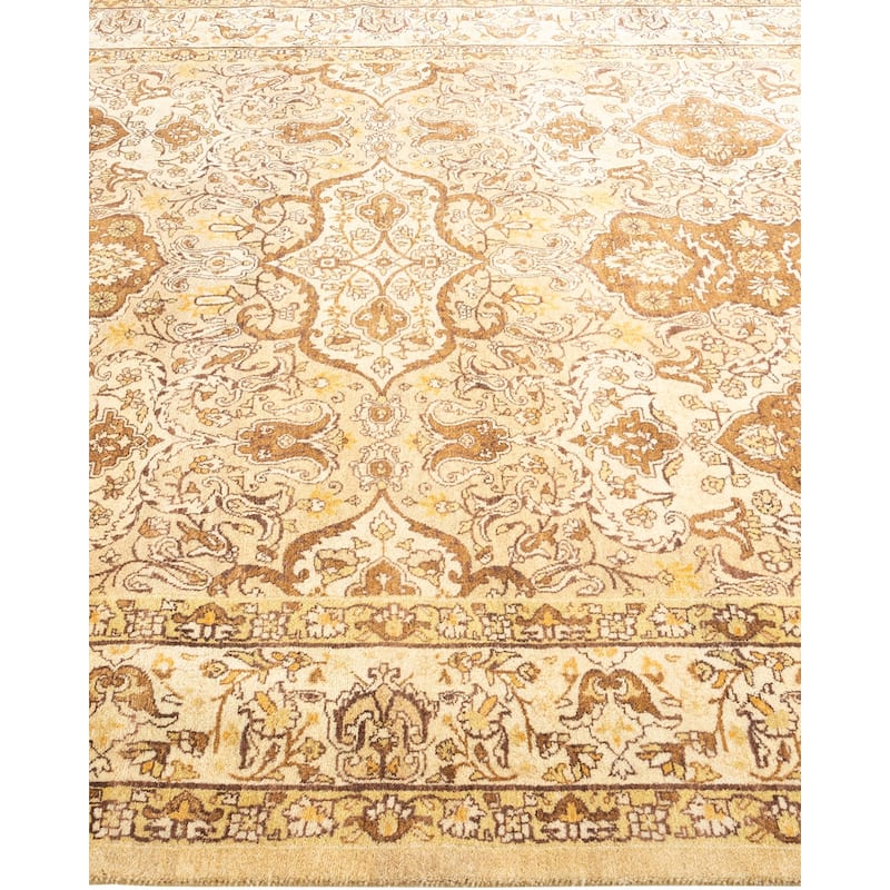Overton Handknotted Wool Traditional Oriental Yellow Area Rug - 5' x 8'