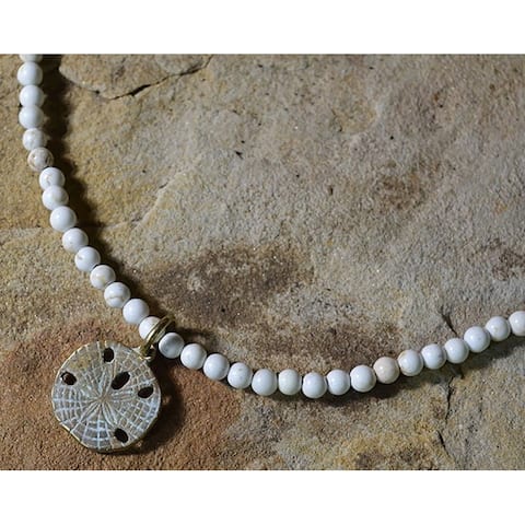 White Patina Brass Sand Dollar Necklace
