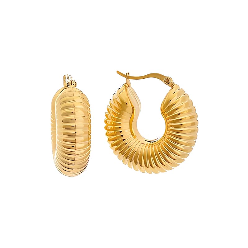 Juvell Gold Plated Brass Fancy Hoop Earrings - N/A