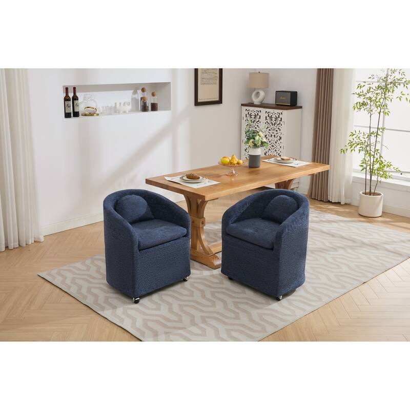 Modern 360° Rotating Fabric Kitchen Dining Chair with Back Cushion Universal Wheels for Dining Room Kitchen Living Room Bedroom