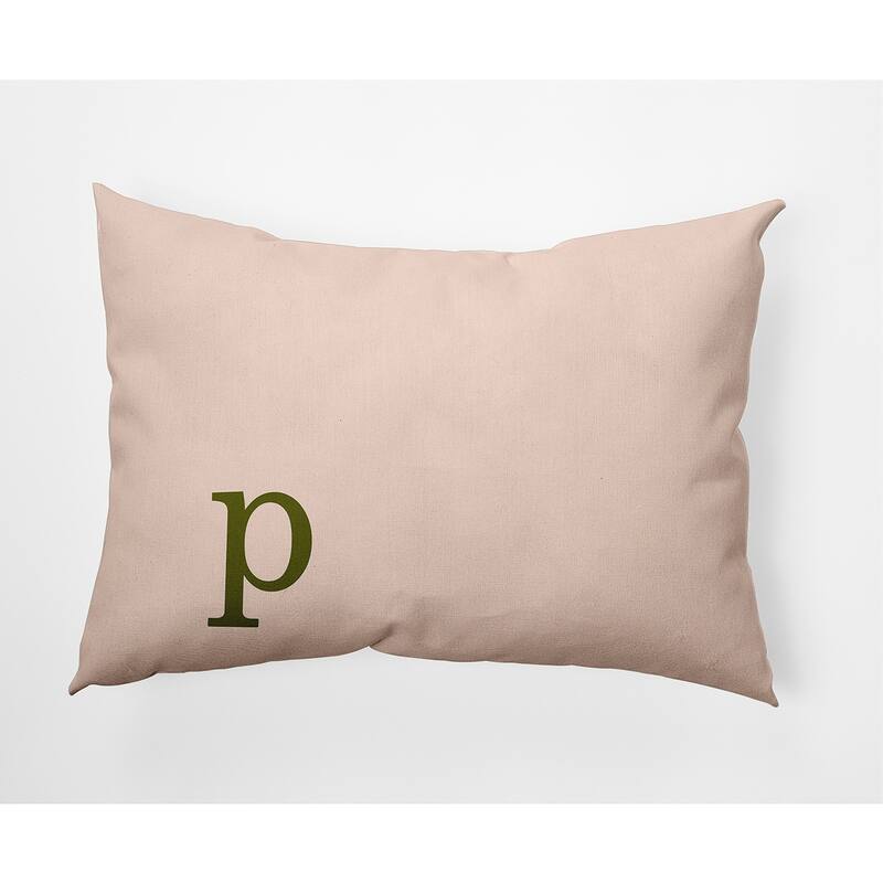 Modern Monogram Indoor/Outdoor Throw Pillow-P - 14" x 20" - Olive