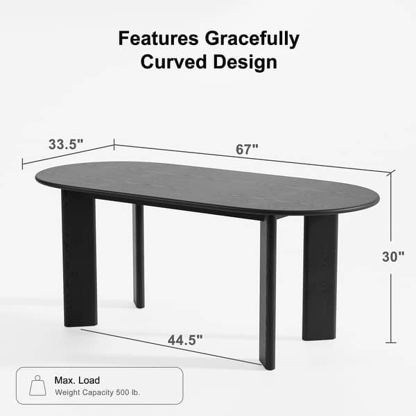 dimension image slide 0 of 4, Solid Wood Oval Dining Table for 6-8 People Nordic style