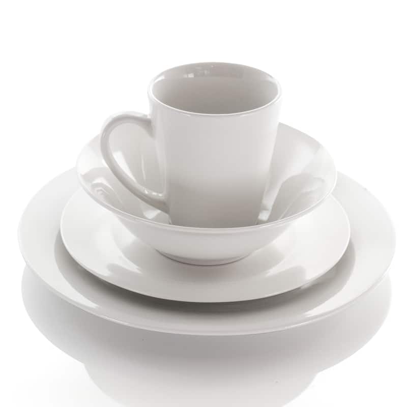 Edmund Dinnerware Porcelain 16 Piece Set in White