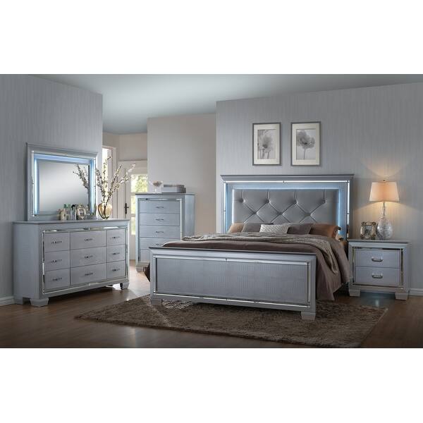 grey dresser with crystal knobs Signature Design by Ashley Kozlani 6-Drawer Dresser with Mirror PCB181 –  American Furniture of Slidell